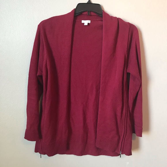 J. Jill Sweaters - 🦋3/$20 J. Jill Wine Side Zipper Detail Cardigan